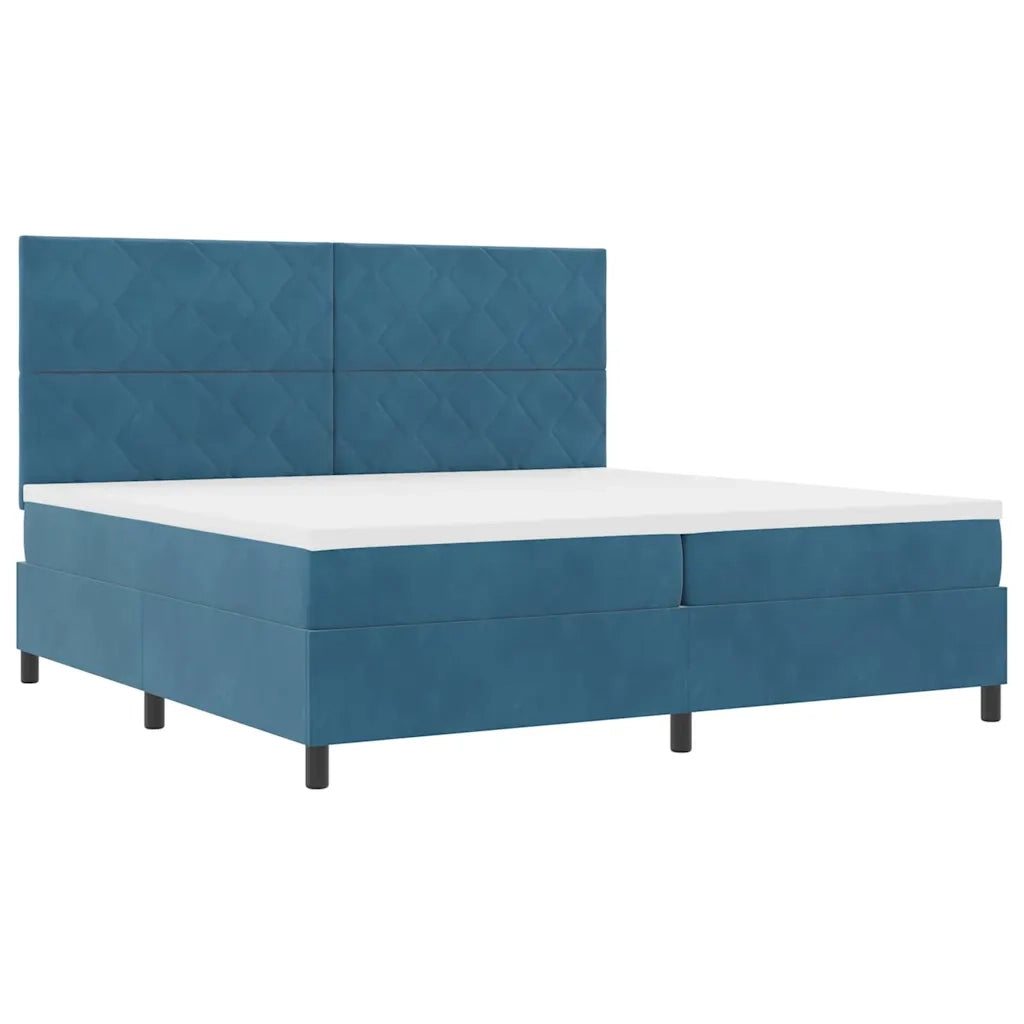 Letto a Sorgente LED Blu Scuro 200 x 200 cm Tessuto