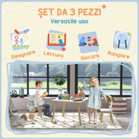 Set Tavolo con 2 Sedie per Bambini Orecchie di Coniglio Bianco