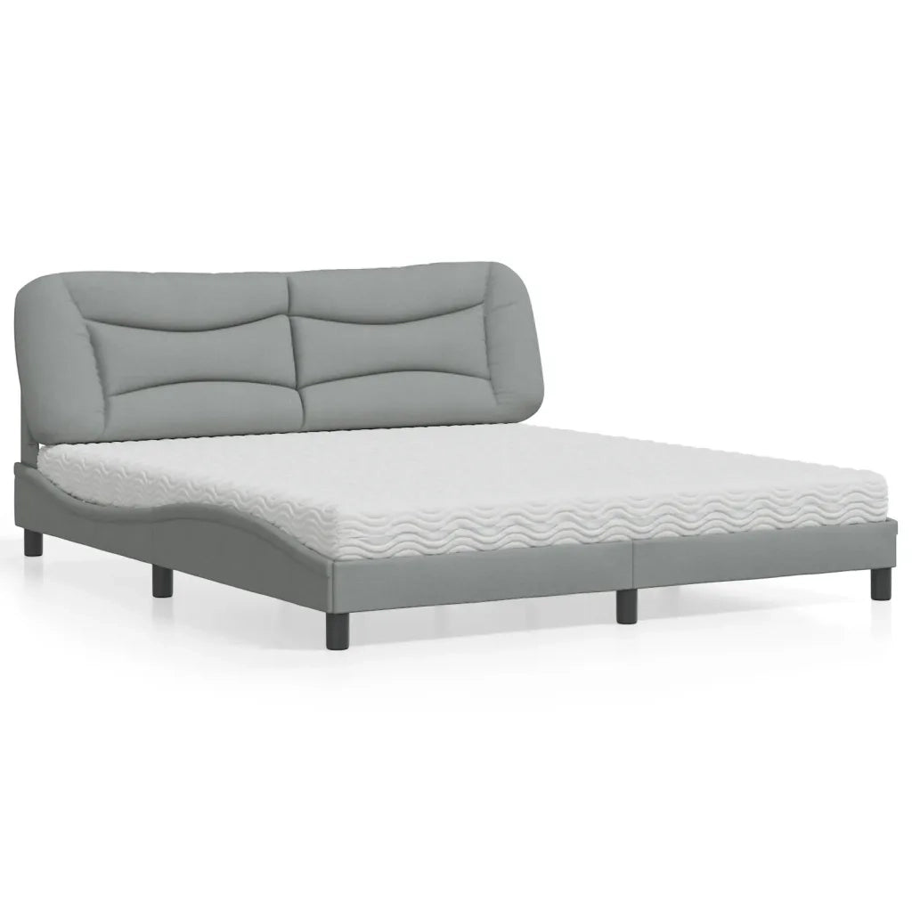 Letto con Materasso Hvar Grigio Chiaro180x200 cm Tessuto 3208548