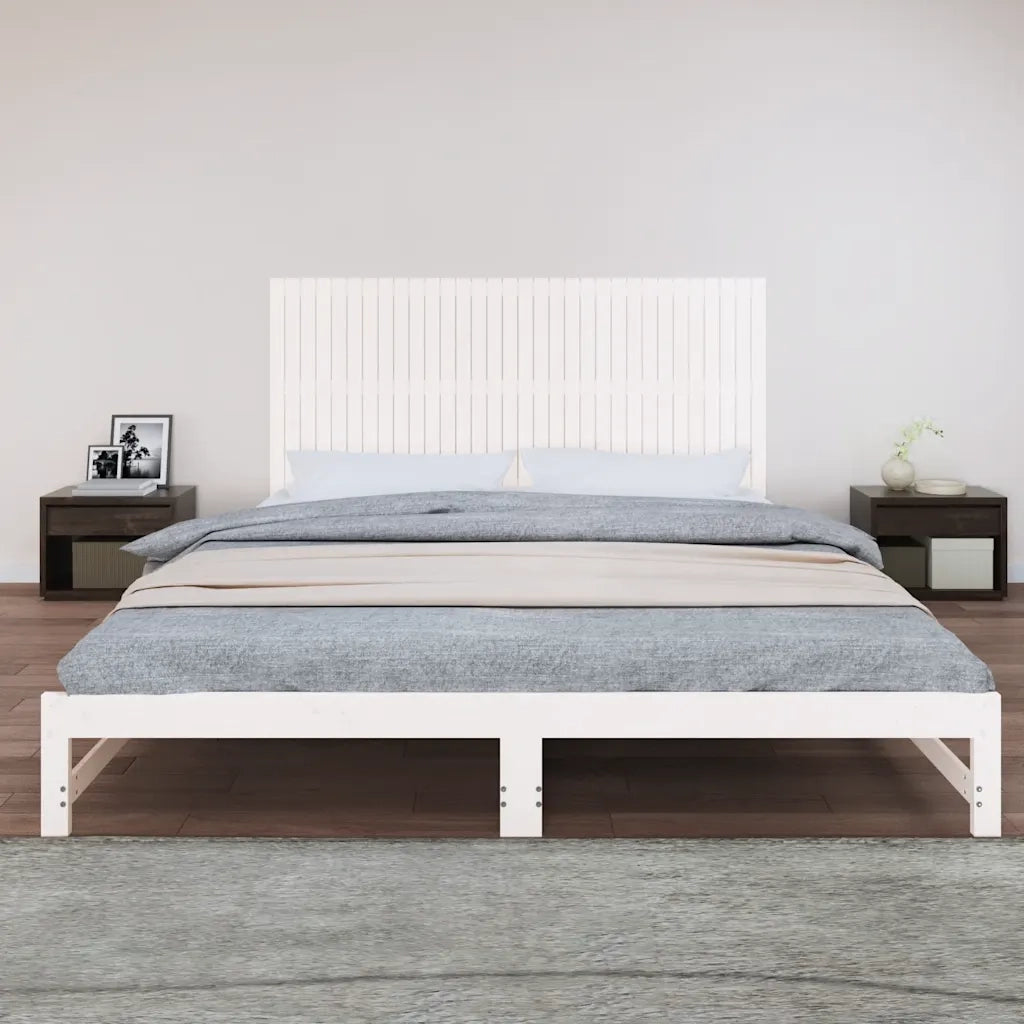 Testiera da Parete Bianca 204x3x90 cm in Legno Massello di Pino 824879