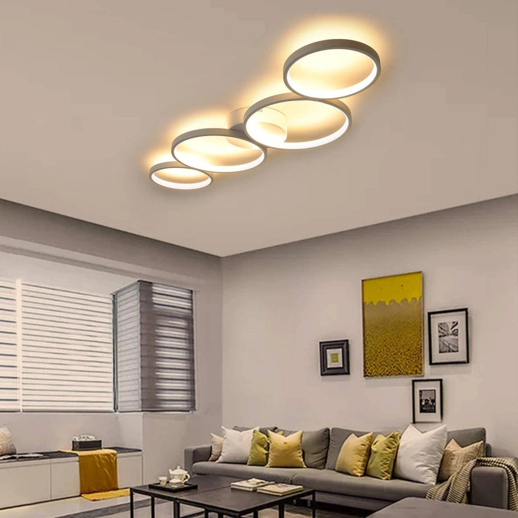 ZMH Lampada da soffitto LED moderna 4 anelli fiamma telecomando per soggiorno