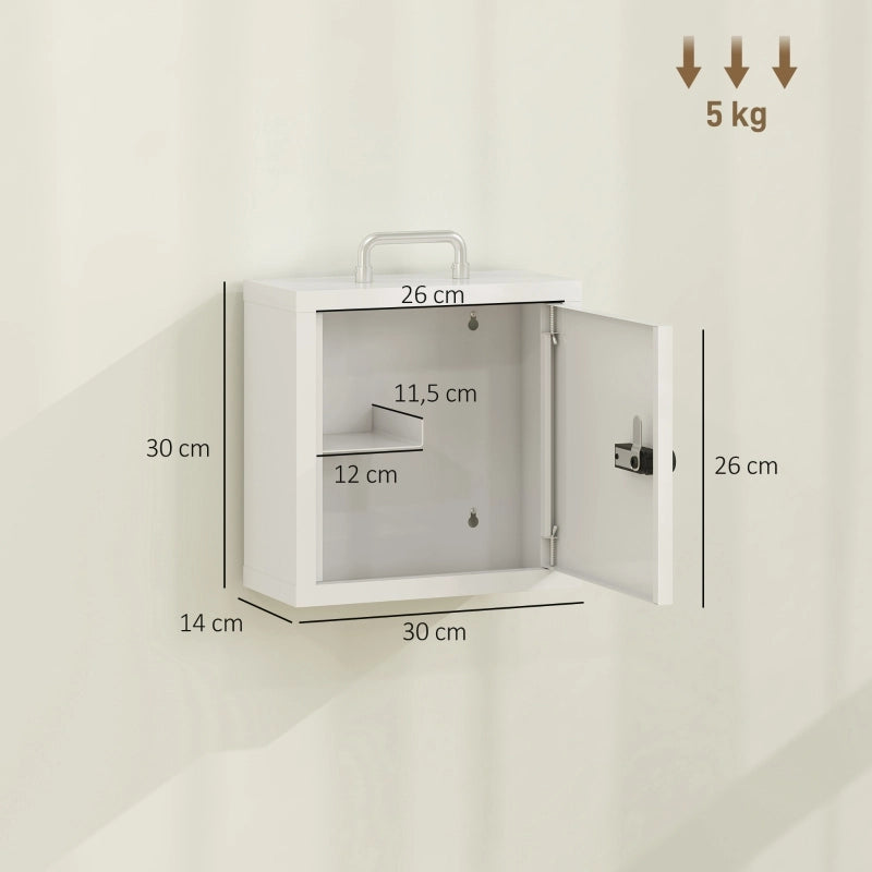 Armadietto Portamedicinali 30x14x30 cm in Acciaio Inox Bianco con Serratura a Combinazione