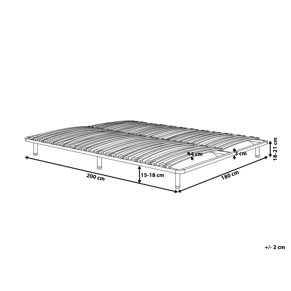 Rete a doghe 180 x 200 cm doghe in legno struttura in acciaio Nero con gambe doghe in legno