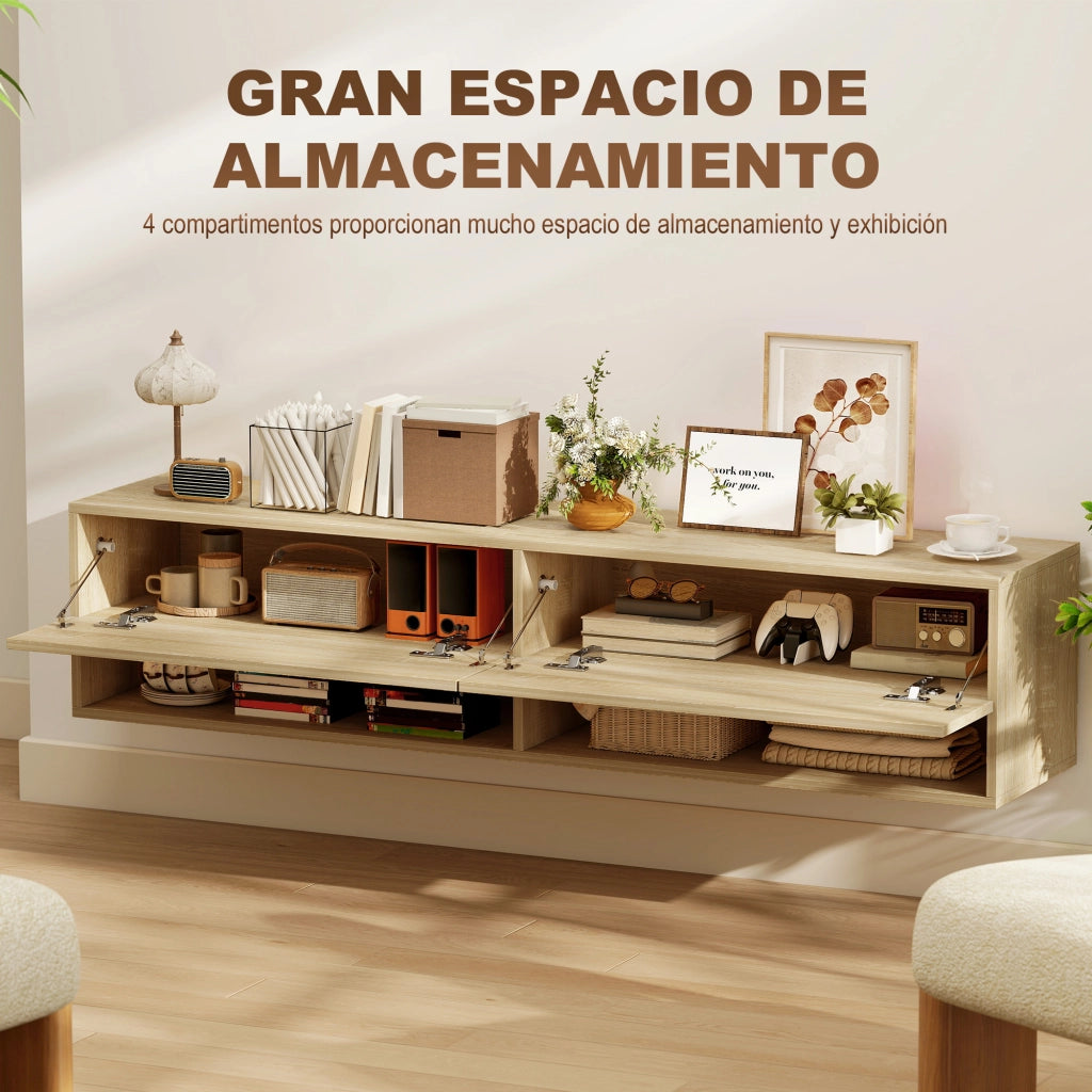 Mobile TV Sospeso ¨C zephmum ¨C Legno Naturale 140x32x31 cm