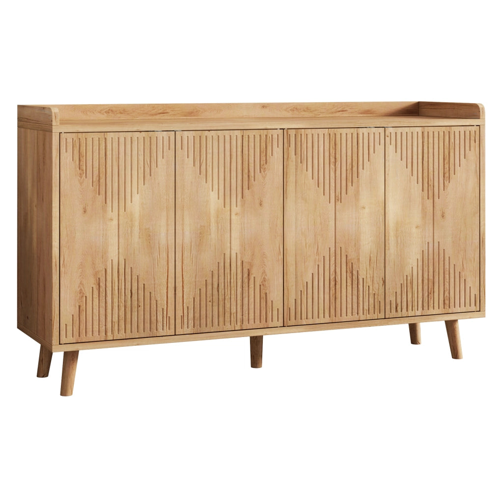 Credenza da cucina a 4 ante con ripiani regolabili, 140 x 40 x 84 cm, finitura naturale