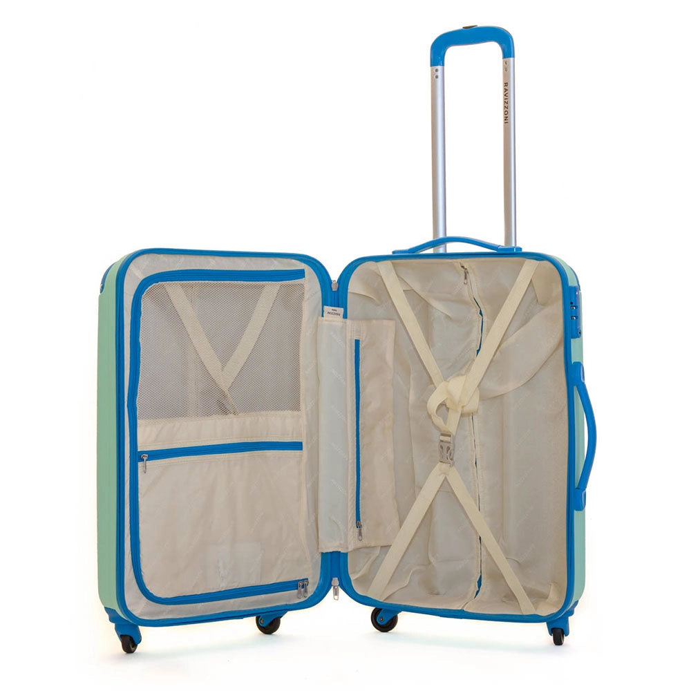 Trolley Valigia Rigido Bagaglio a Mano in ABS 4 TSA Ruote Ravizzoni Luna Verde Acqua