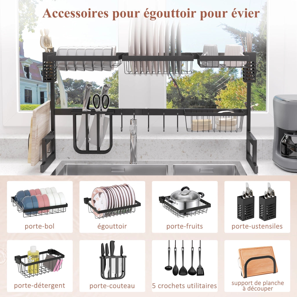 Tavolo da cucina con tagliere ¨C zephmum ¨C acciaio nero 93x30x52.5 cm