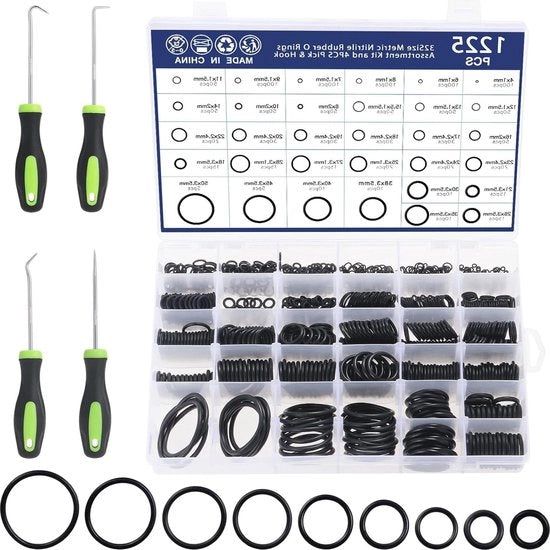 Set di sigillatura O-ring assortimento 32 misure gomme sigillanti - 1225 pezzi con set di penna e chiodo