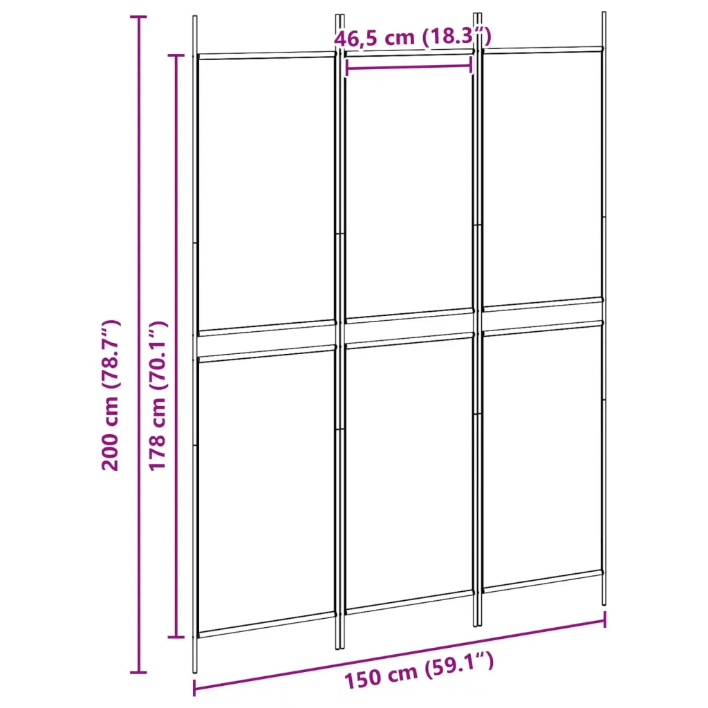 Divisorio Ambienti | Divider per stanze | Paravento a 3 pannelli Beige 150 x 200 cm Tessuto