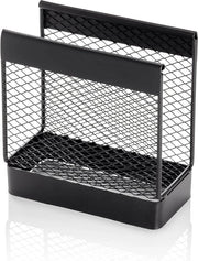 Sostegno da tavolo - decorativo per tovaglioli - di metallo verniciato a rete - nero - 133 x 67 x 14 cm