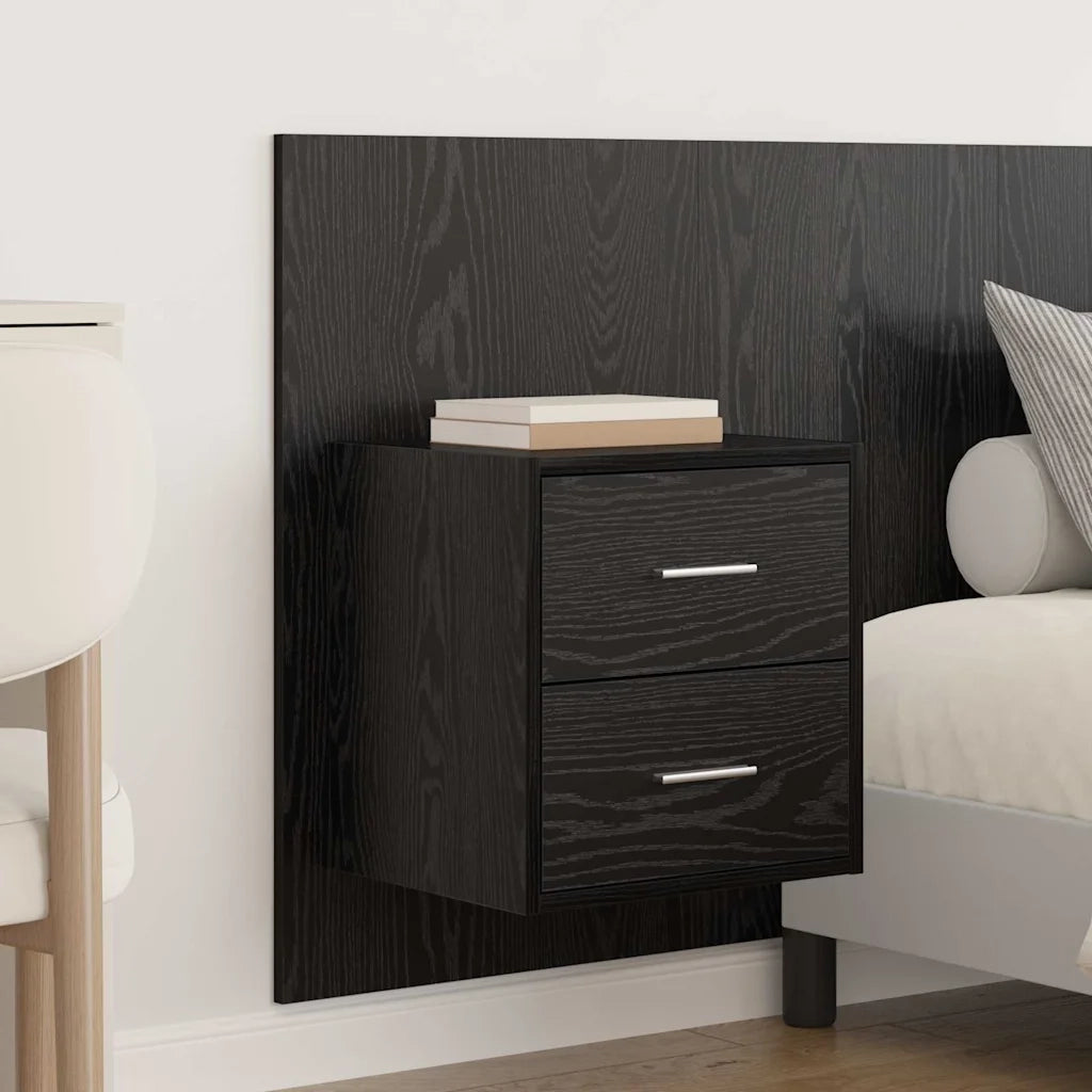 Testata con Comodino 3 pcs Rovere Nero Legno multistrato