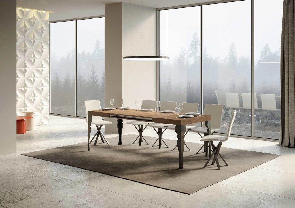 Tavolo Allungabile 140-400x90x77 cm Paxon Quercia Natura Telaio Antracite