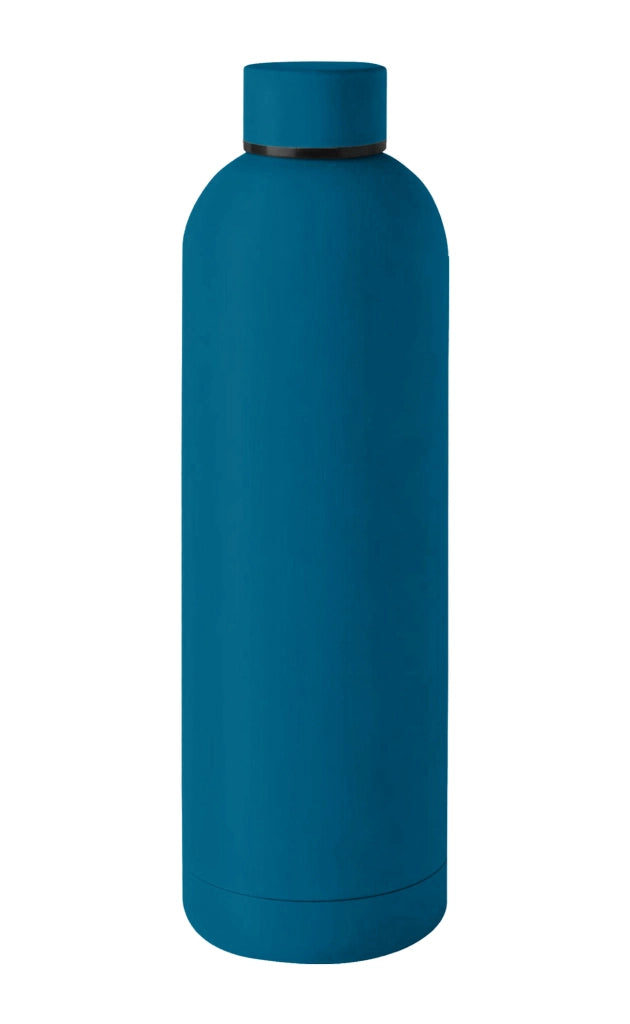 Borraccia Termica 1 Litro Bottiglia Acciaio Inox Inossidabile Doppio Strato 1000 Ml Tappo Antigoccia Doppia Camera Bevande Calde Fredde Termos Sistema Sottovuoto Rivestimento Soft Touch  - Blu
