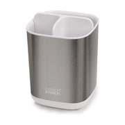 Joseph Joseph 70530 Easy Store Portaspazzolino da Bagno con Scomparti Separati e Ventilazione Base Antiscivolo Colore Acciaio Inox Bianco
