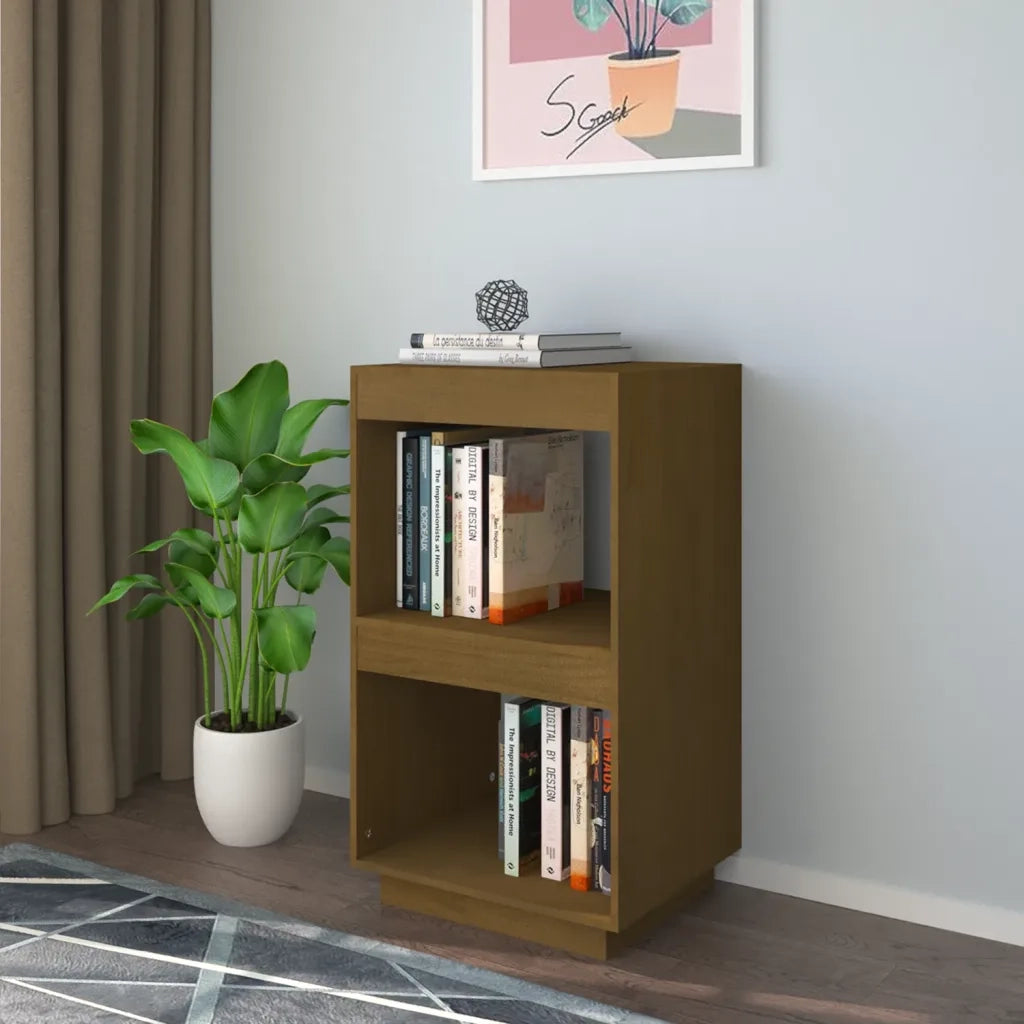 Libreria-Scaffale per Libri-Mobile di Stoccaggio Marrone Ambra 40x35x71 cm in Legno Massello di Pino