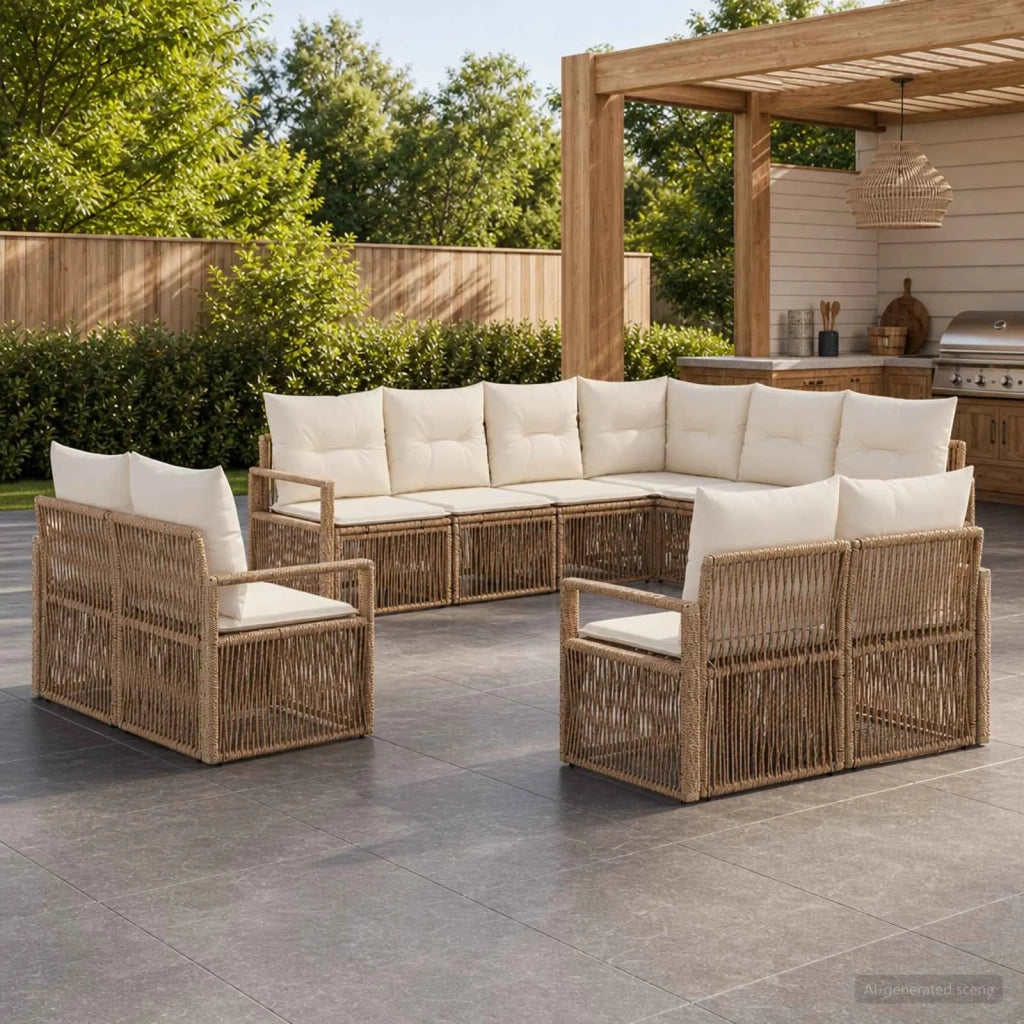 Set Divano da Giardino 11 pz Beige polyrattan 3435882
