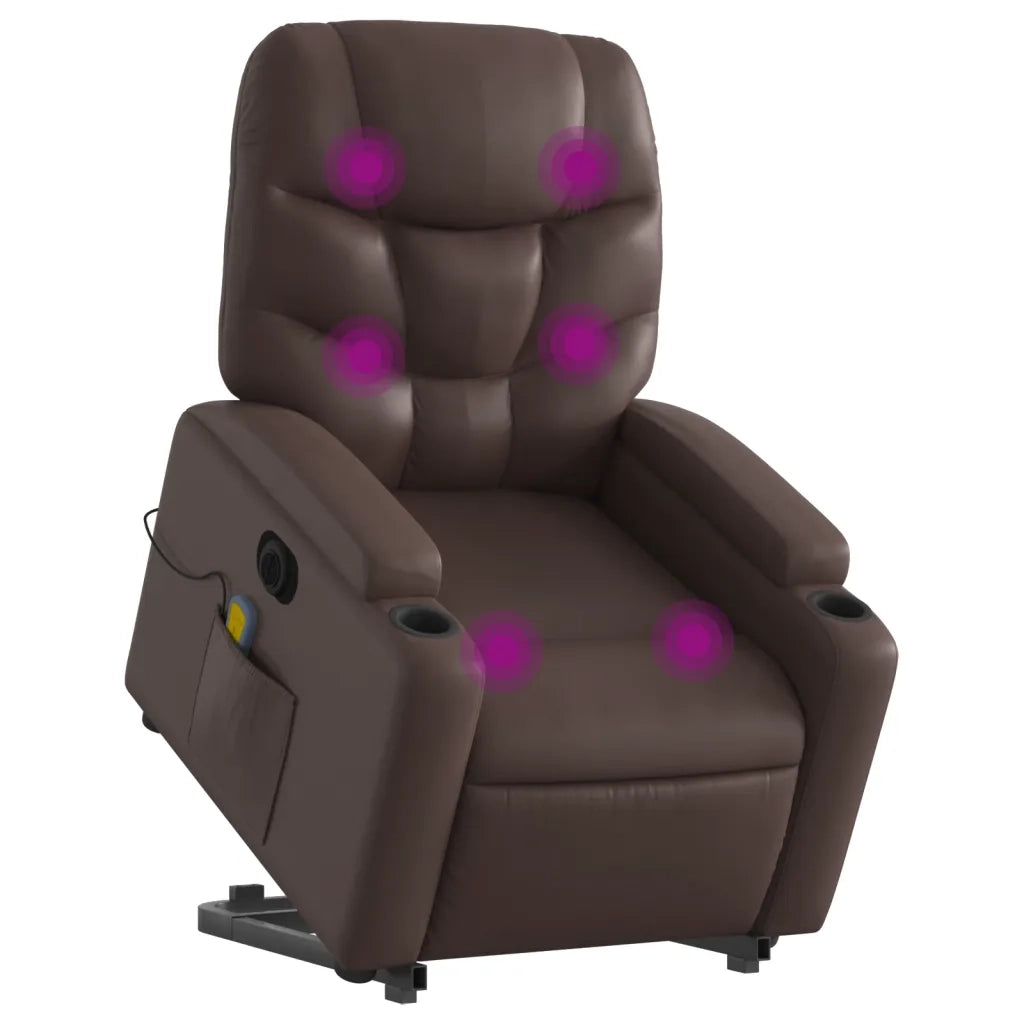 Poltrona Alzapersona Elettrica Reclinabile Marrone Similpellecod mxl 85130