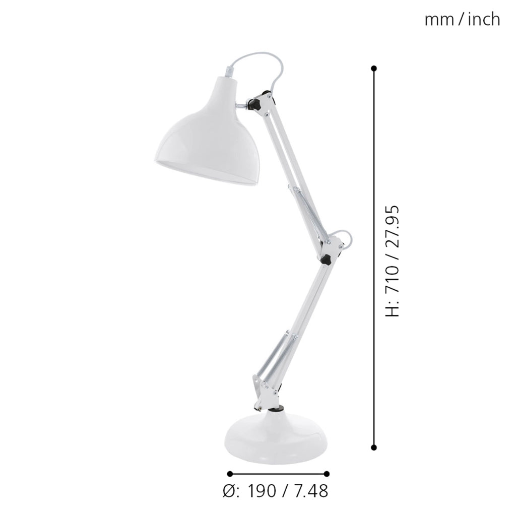 Lampada Da Tavolo Minimal Borgillio Acciaio Bianco 1 Luce E27