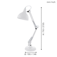 Lampada Da Tavolo Minimal Borgillio Acciaio Bianco 1 Luce E27