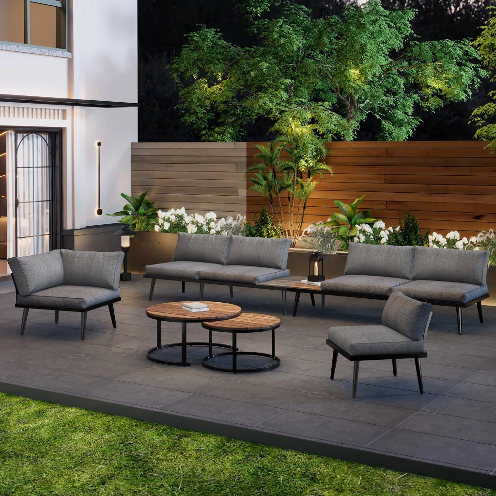 Set Salotto da Giardino 6 Pezzi con Tavolo ¨C MINIMAL ¨C Polyrattan, Esterno, Antracite