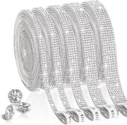 Strass-Steccato Autoadesivo - 5 Misure - Argento - Decorazione e Arte - Strass-Sticker - Materiale per Artigianato - 5 Metri