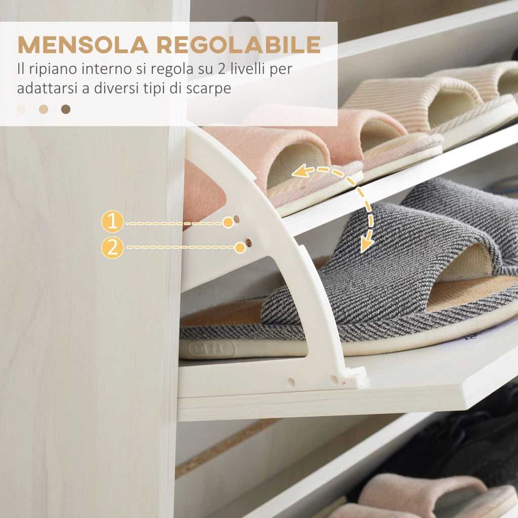 Mobile Scarpiera con 3 Cassetti ¨C Zephmum ¨C Bianco 70x23.5x122 cm