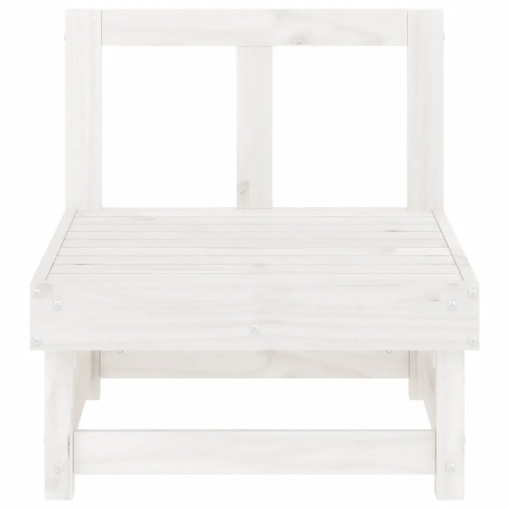 Divano Centrale da Giardino-Sofa Modulare-Divanetto da esterno Bianco in Legno Massello di Pino 524977