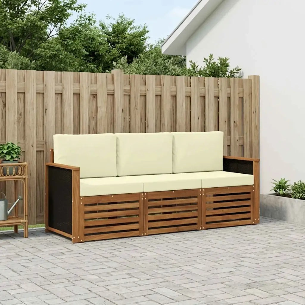 Set divani con cuscino 3 pcs Legno di Acacia Massello