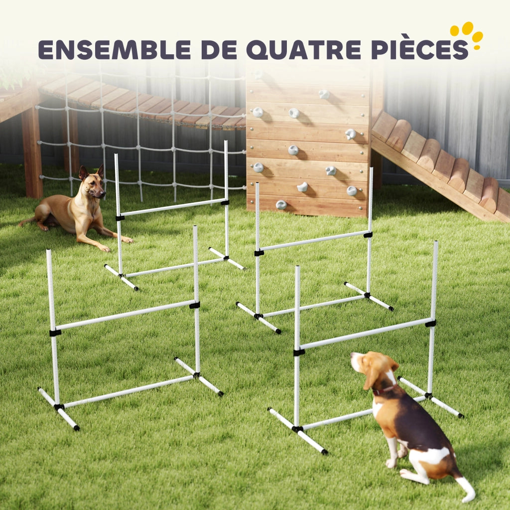 Set Agility per Cani ¨C zephmum ¨C 4 Ostacoli Regolabili in Plastica Bianco