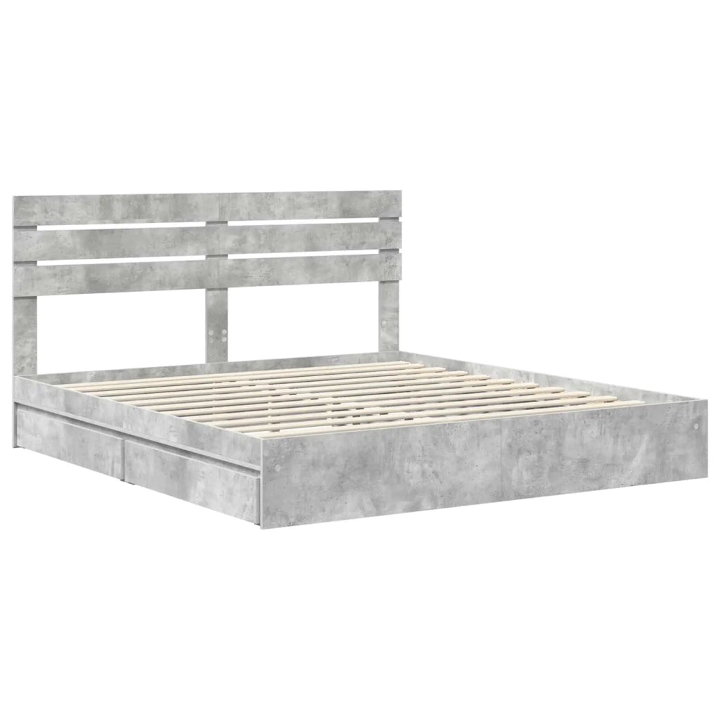 Letto con Contenitore con testiera Grigio cemento 200 x 200 cm