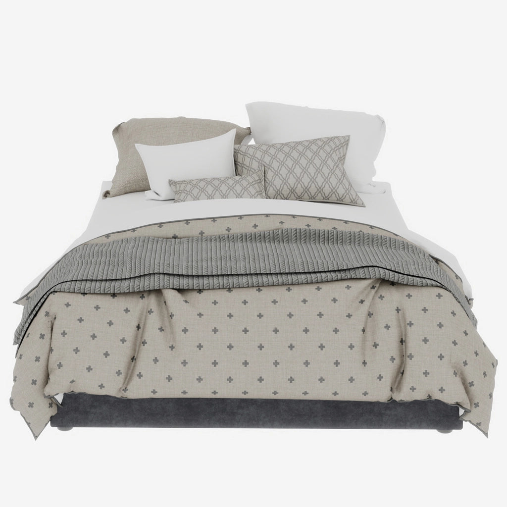 Letto Contenitore con Sollevamento Idraulico ¨C MINIMAL ¨C Grigio, Velluto, 140x200