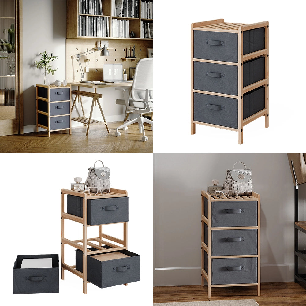 Vicco Mobile da bagno Grigio 34.5 x 67 cm con 3 cassetti in tessuto