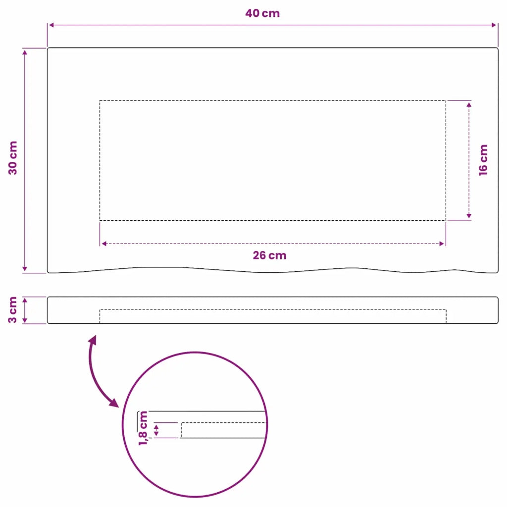 Piano del Tavolo Rettangolare 90 x 50 x 3,5 cm Rettangolare 938390
