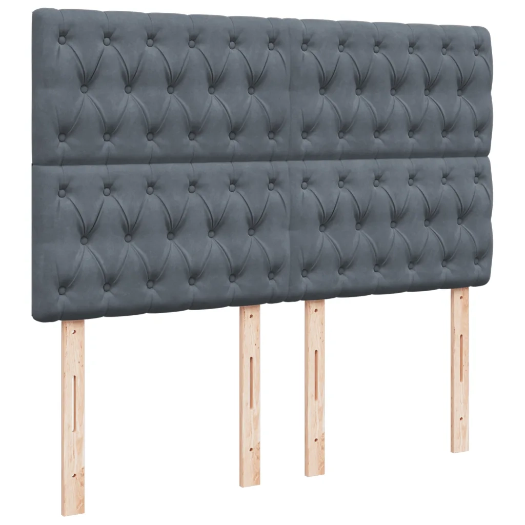 Giroletto a Molle con Materasso Grigio Scuro 140x200 cm Velluto