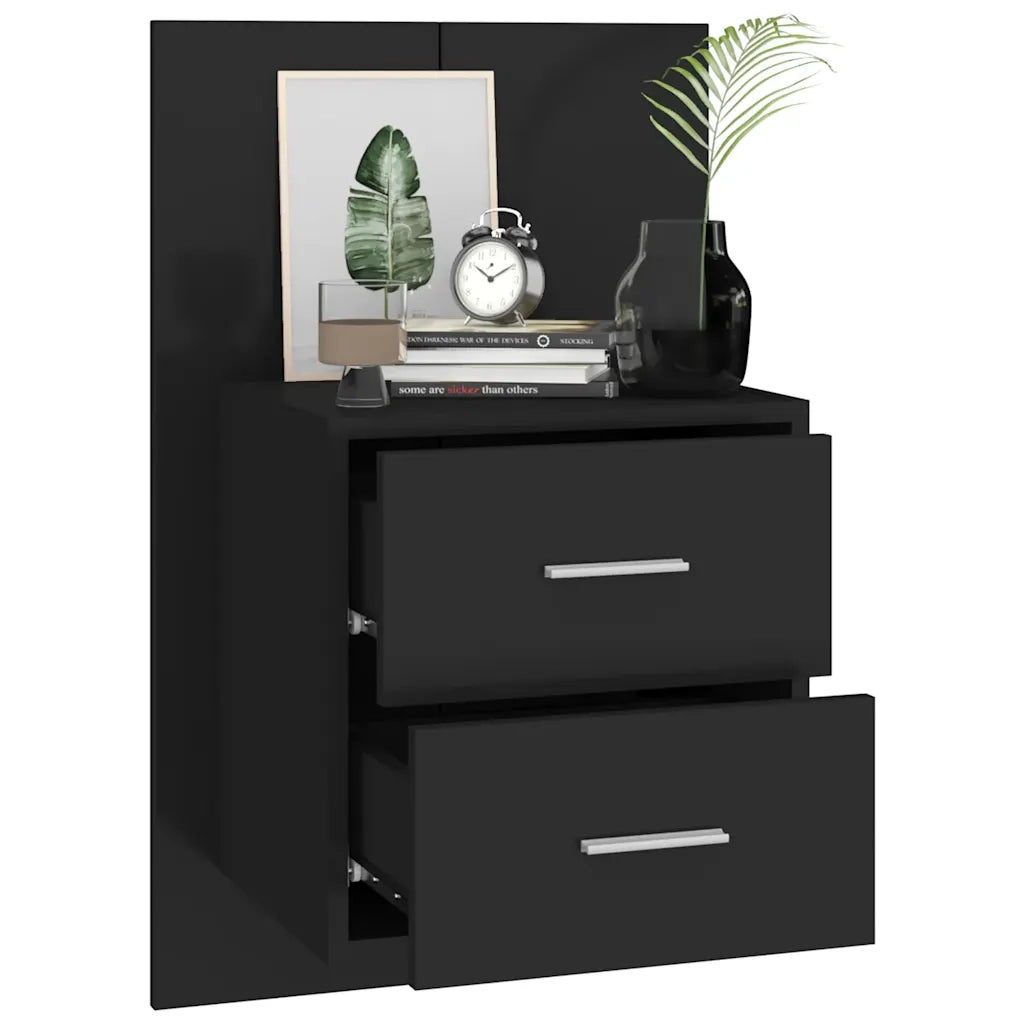 Comodino a Parete Nero 810991