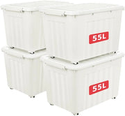 Contenitore di archiviazione in plastica - Organizzatore - Bianco - Stivabile e ripiegabile - Borsa da trasporto - Adatto per la conservazione domestica