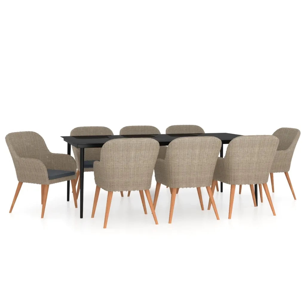 Set da Pranzo da Giardino 9 pz con Cuscini Marrone 3099528