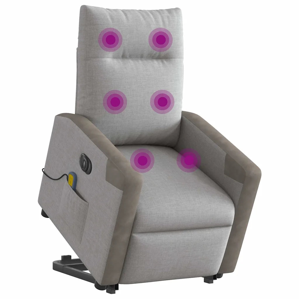 Poltrona Alzapersona Massaggi Elettrica Grigio Nuvola Tessuto 3324104
