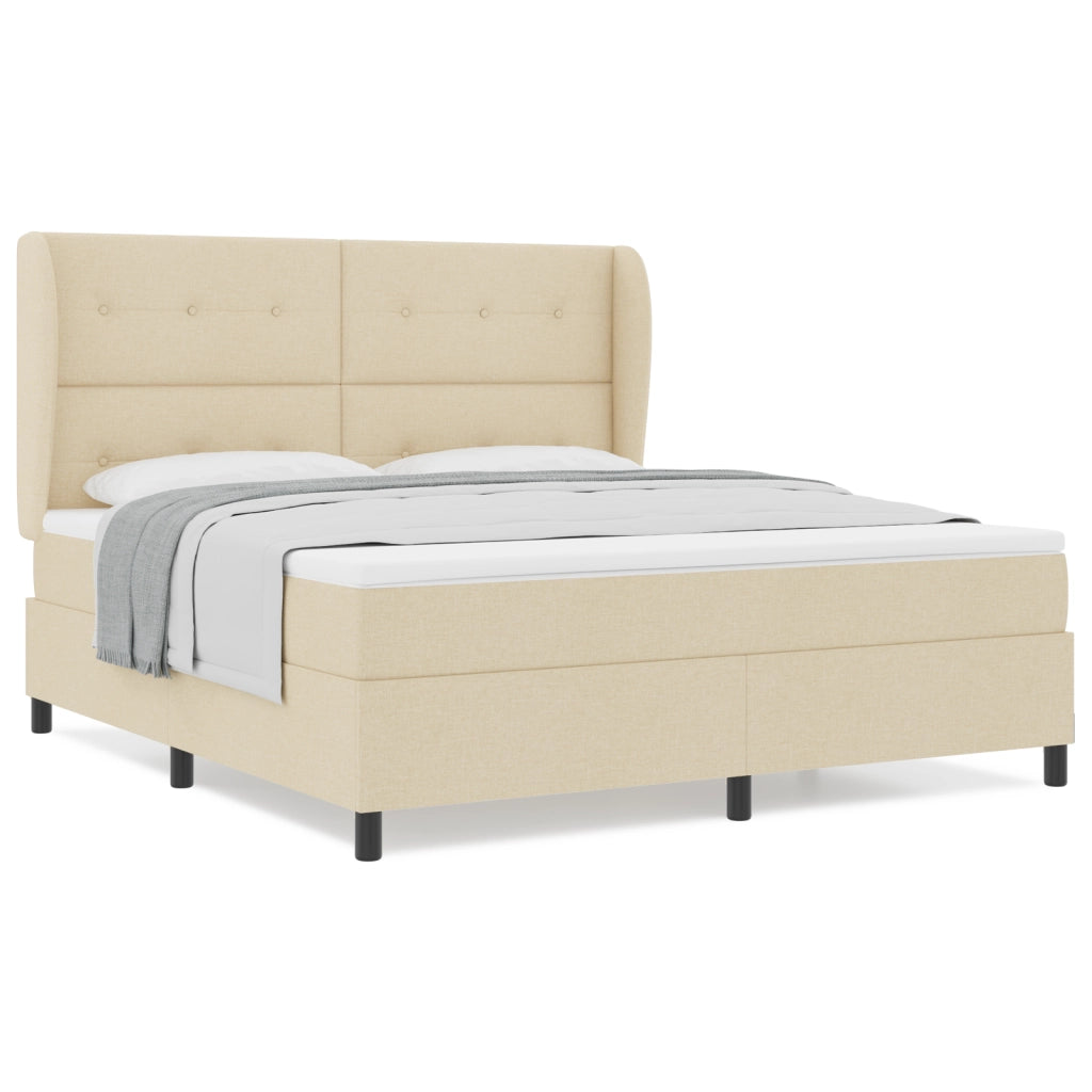 Letto Box Spring con Materasso - Crema 180x200 cm Tessuto