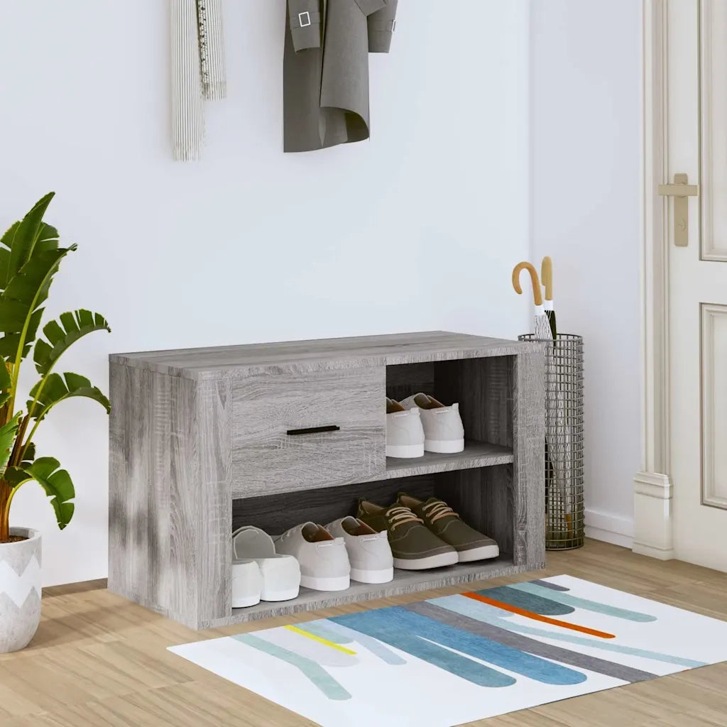Scarpiera-Scaffale per scarpe Grigio Sonoma 80x35x45 cm in Legno Multistrato