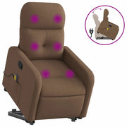 Poltrona Alzapersona Massaggiante | Sedia Relax Reclinabile Marrone Tessuto