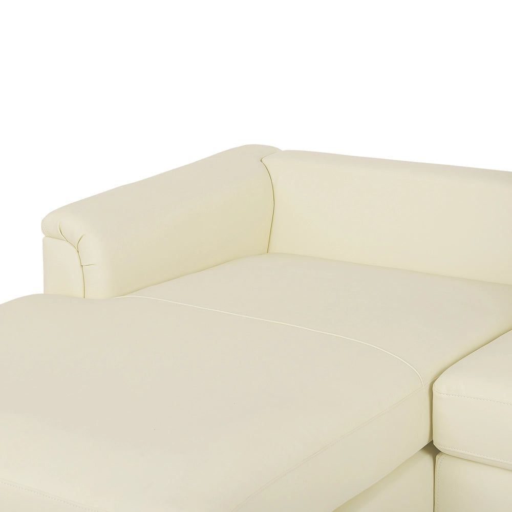 Divano ad angolo con orientamento a versione destra a forma di L rivestito in pelle beige