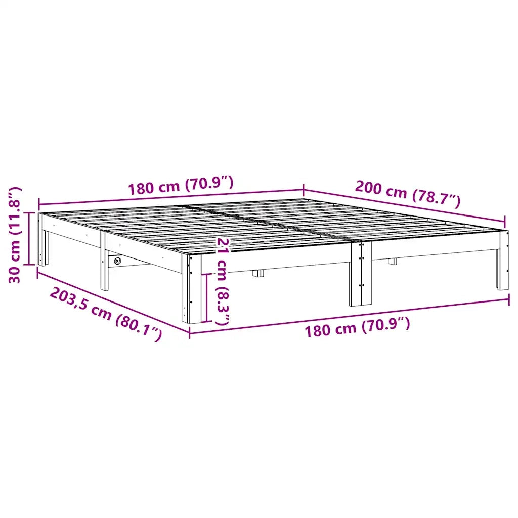 vidaXL Giroletto senza Materasso 180x200 cm in Legno Massello di Pino