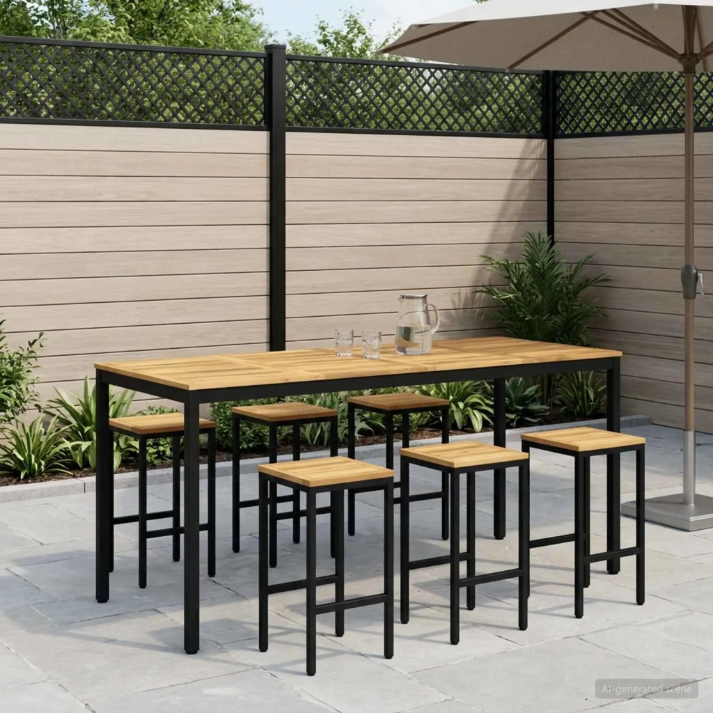 Tavolo Bar da Giardino Bianco e Nero 196 x 80,5 x 105 cm 901790