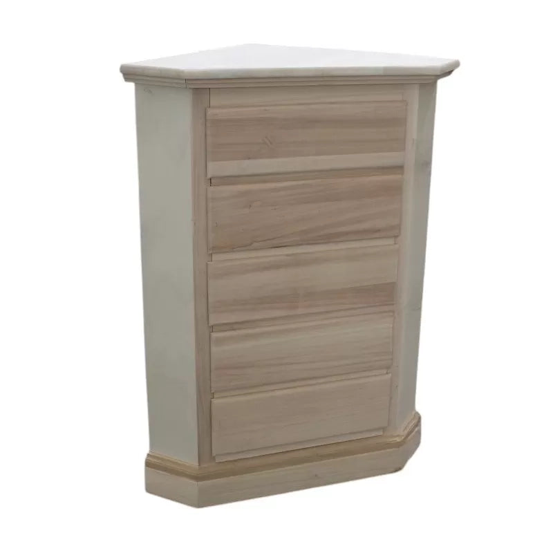 cassettiera ad angolo classica 5 cassetti legno grezzo 54x54x100 (5008) - Mobili 2G