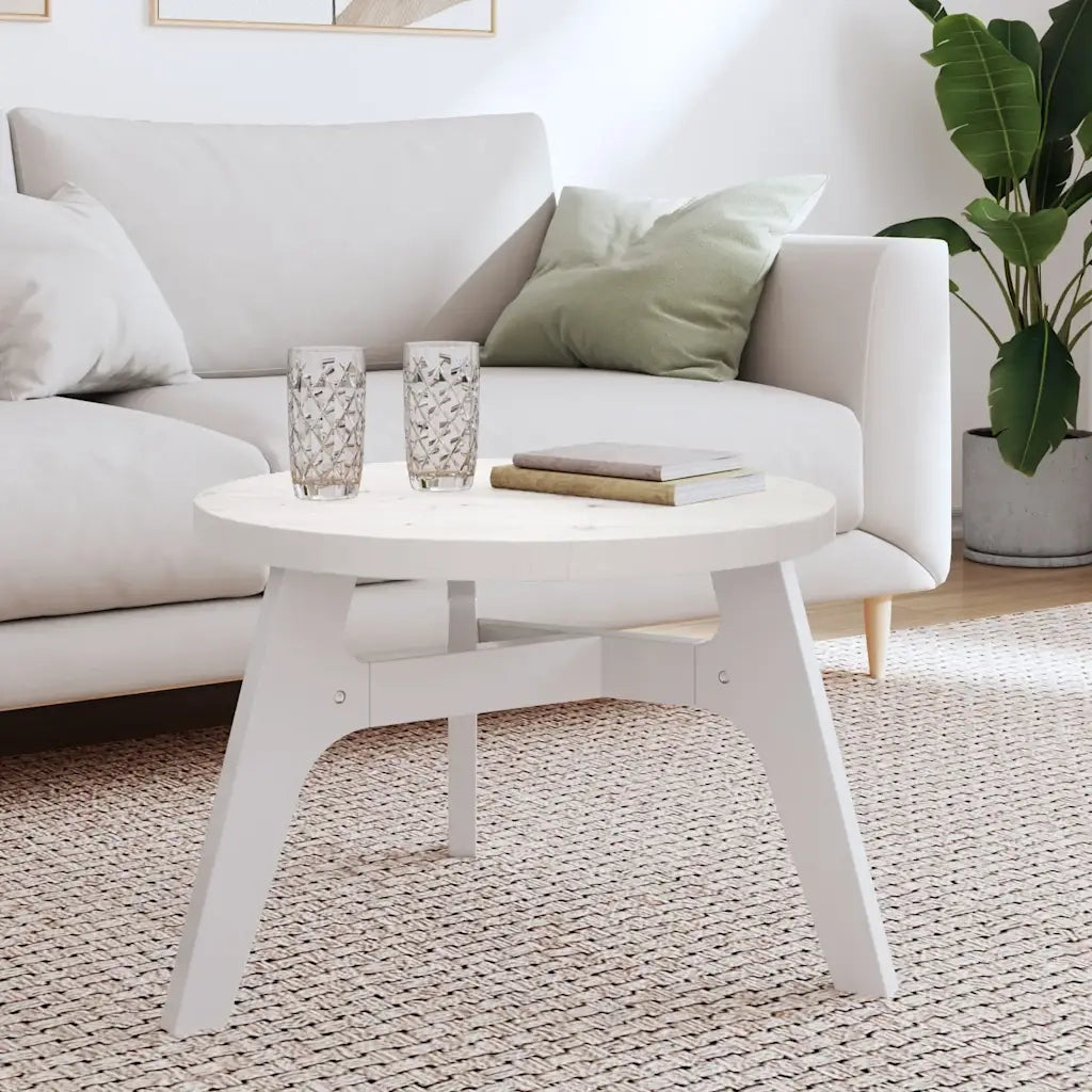 Piano Tavolo | Superficie Tavolo | Piano Scrivania Rotondo Bianco ?60x3 cm in Legno Massello di Pino