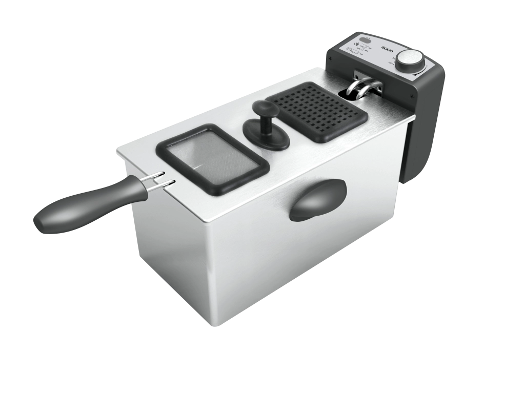 Friggitrice elettrica 3 litri acciaio inox, termostato regolabile 190°C, cestello rimovibile 2000W cucina - SOGO
