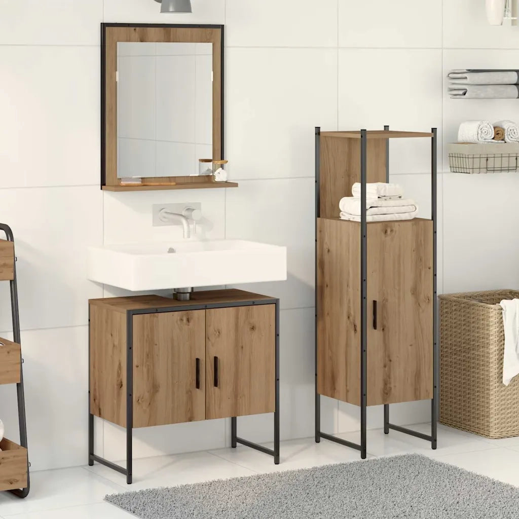 Set di mobili per il bagno 3 pcs Marrone Legno multistrato 3334358