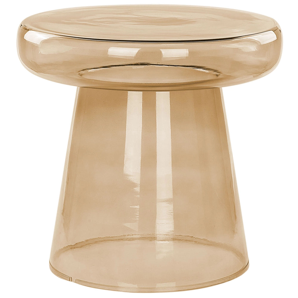 Set di 2 Tavoli da caffè in vetro trasparente marrone dorato moderno di forma ovale design moderno contemporaneo