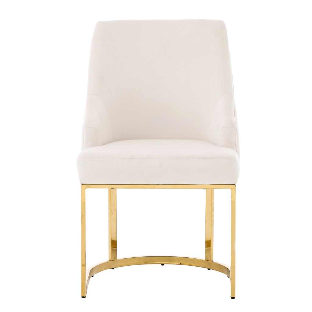 Set di 2 sedie in velluto 81.99x54.0x53.49 cm con schienale trapuntato; metallo beige e oro